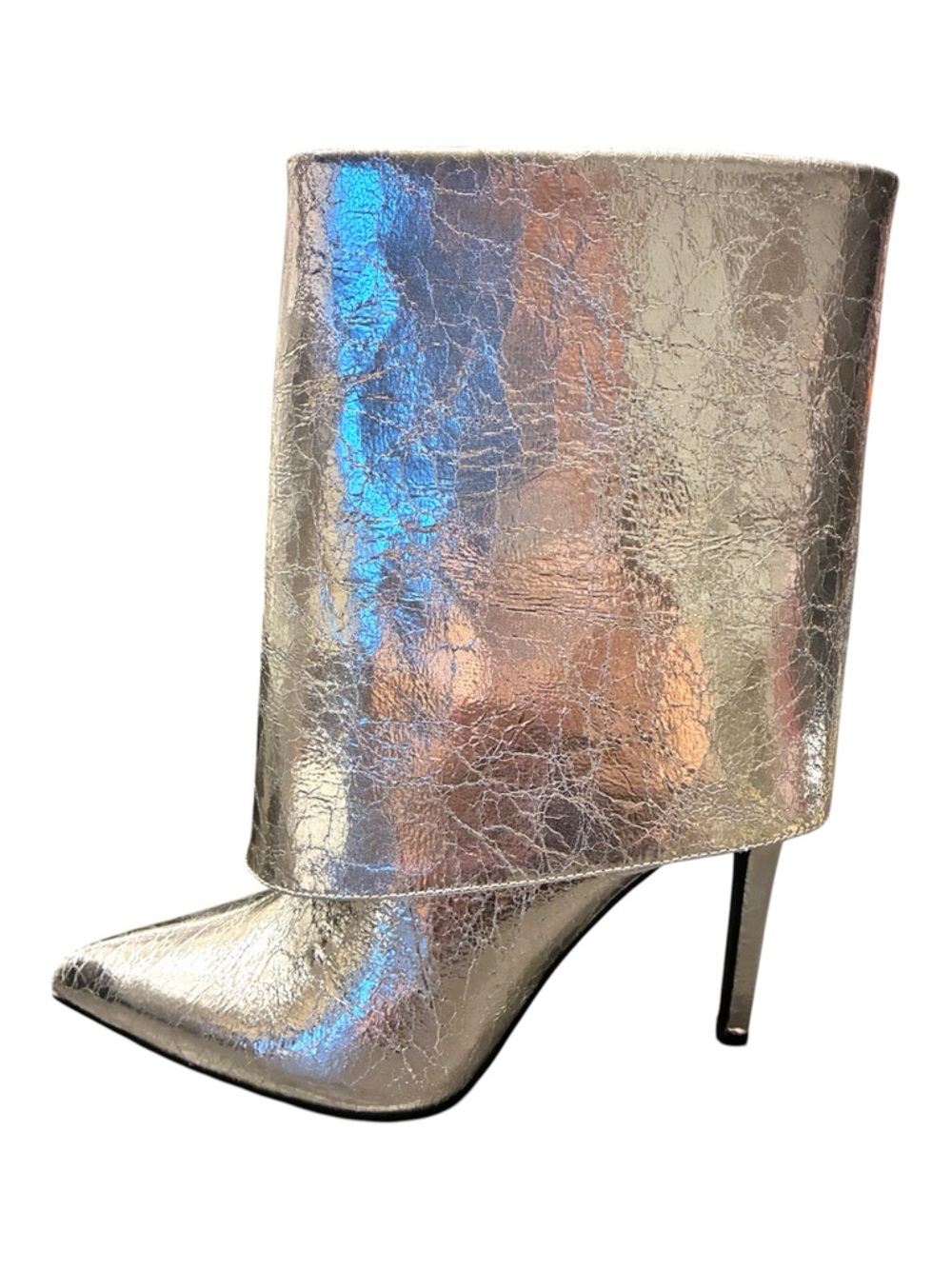 ✨INC International Concepts Sabeel Silver Crackle Pointed Toe Heeled Booties 7.5
